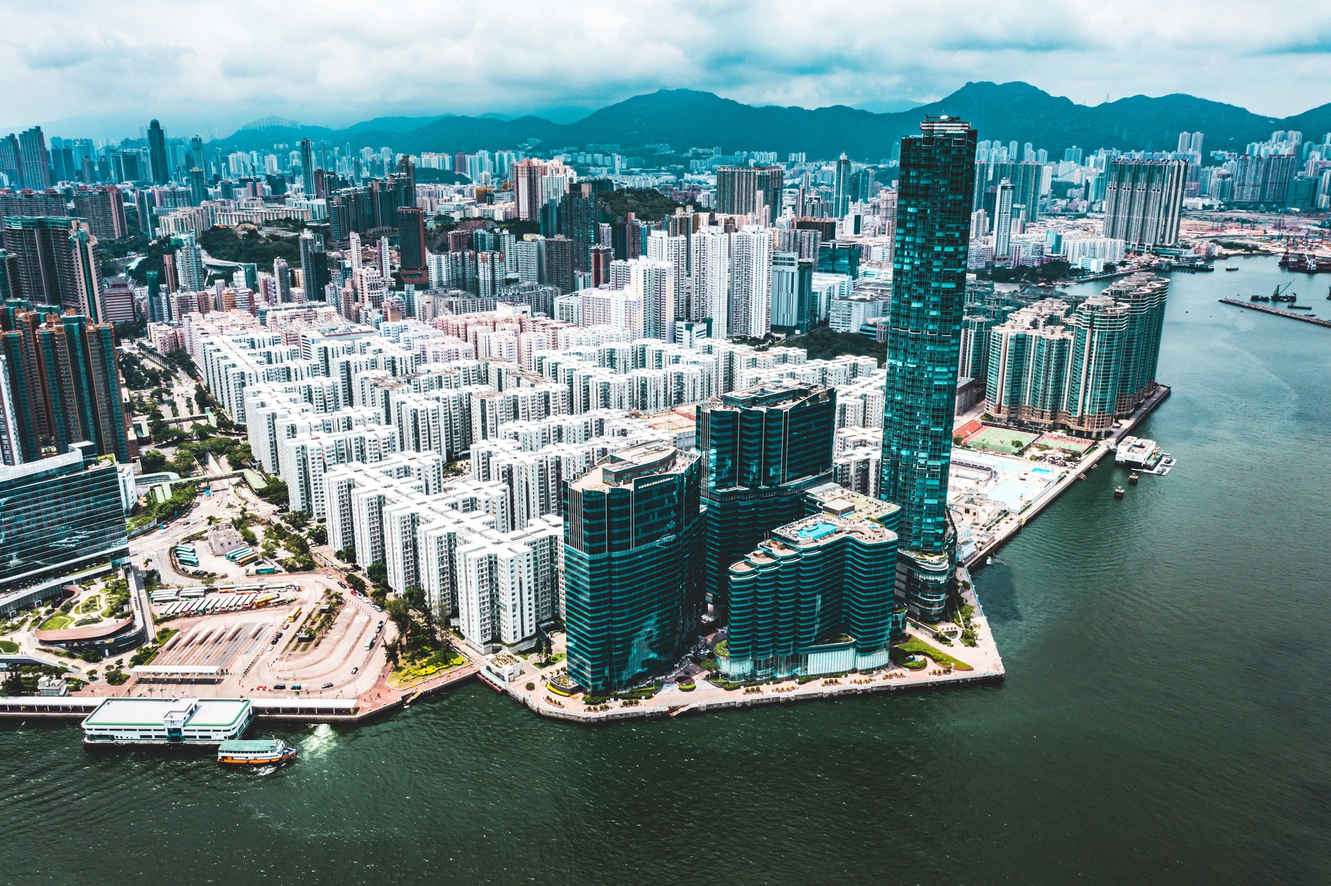 View of the Hong Kong skyline